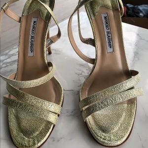 Authentic Gold Manolo Blahnik Slingback Heels